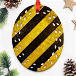 Black And Yellow Caution Ornament (Oval Filigree)