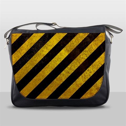 Black And Yellow Caution Messenger Bag from ArtsNow.com Front