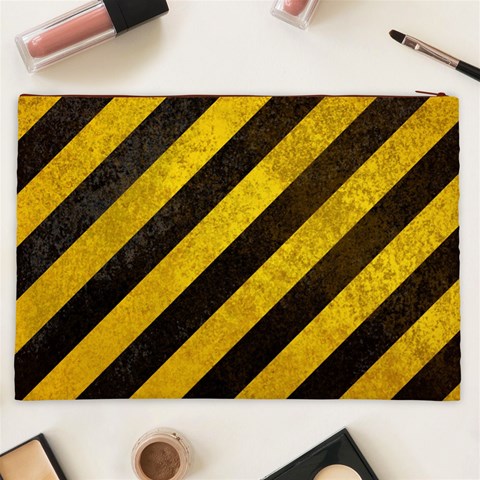 Black And Yellow Caution Cosmetic Bag (XXL) from ArtsNow.com Back