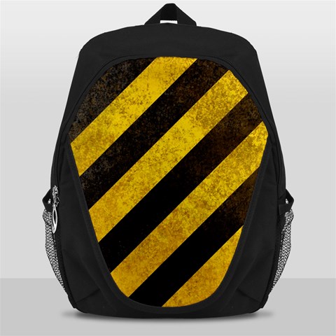 Black And Yellow Caution Backpack Bag from ArtsNow.com Front