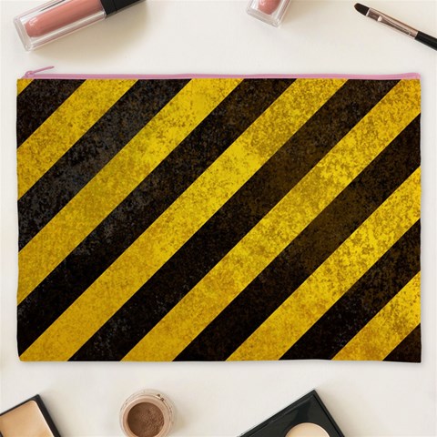 Black And Yellow Caution Cosmetic Bag (XXXL) from ArtsNow.com Front