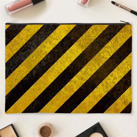 Black And Yellow Caution Cosmetic Bag (XXXL) from ArtsNow.com Back