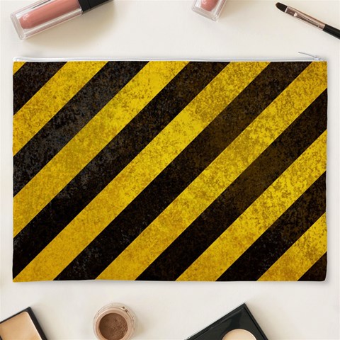 Black And Yellow Caution Cosmetic Bag (XXXL) from ArtsNow.com Back