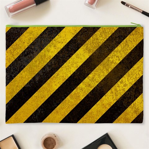 Black And Yellow Caution Cosmetic Bag (XXXL) from ArtsNow.com Back