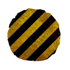 Black And Yellow Caution Standard 15  Premium Round Cushion  from ArtsNow.com Front