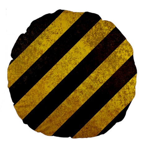 Black And Yellow Caution Large 18  Premium Round Cushion  from ArtsNow.com Front