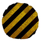 Black And Yellow Caution Large 18  Premium Round Cushion 