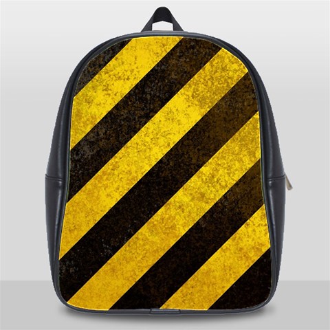 Black And Yellow Caution School Bag (XL) from ArtsNow.com Front