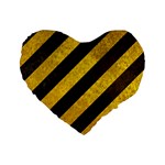 Black And Yellow Caution Standard 16  Premium Heart Shape Cushion 