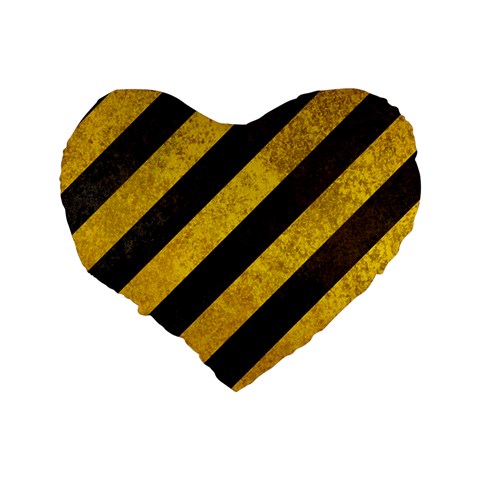 Black And Yellow Caution Standard 16  Premium Heart Shape Cushion  from ArtsNow.com Back