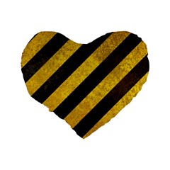 Black And Yellow Caution Standard 16  Premium Heart Shape Cushion  from ArtsNow.com Back