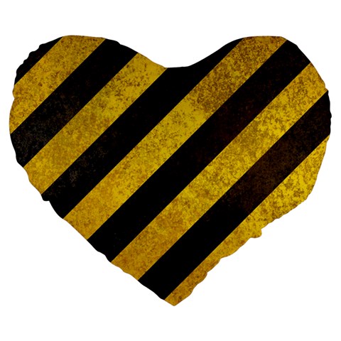 Black And Yellow Caution Large 19  Premium Heart Shape Cushion from ArtsNow.com Front