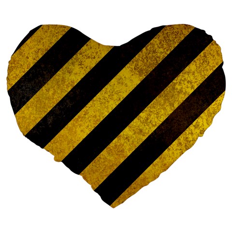 Black And Yellow Caution Large 19  Premium Heart Shape Cushion from ArtsNow.com Back