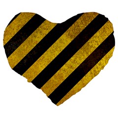 Black And Yellow Caution Large 19  Premium Heart Shape Cushion from ArtsNow.com Back