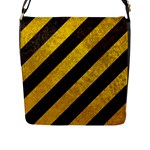 Black And Yellow Caution Flap Closure Messenger Bag (L)