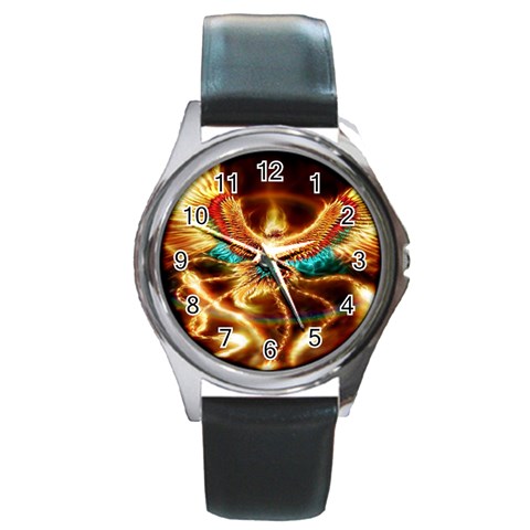 Fire Eagle Art Round Metal Watch from ArtsNow.com Front