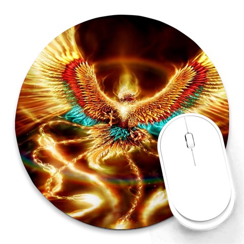 Fire Eagle Art Round Mousepad from ArtsNow.com Front