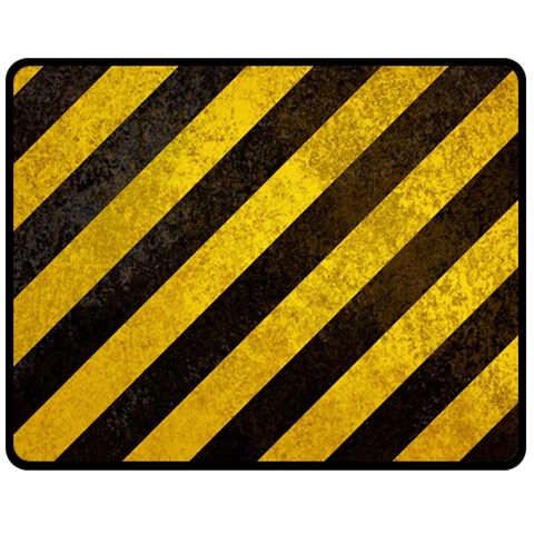 Black And Yellow Caution Double Sided Fleece Blanket (Medium) from ArtsNow.com 58.8 x47.4  Blanket Front