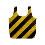 Black And Yellow Caution Full Print Recycle Bag (S)