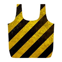 Black And Yellow Caution Full Print Recycle Bag (L) from ArtsNow.com Front