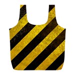 Black And Yellow Caution Full Print Recycle Bag (L)