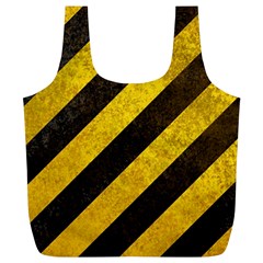 Black And Yellow Caution Full Print Recycle Bag (XL) from ArtsNow.com Front