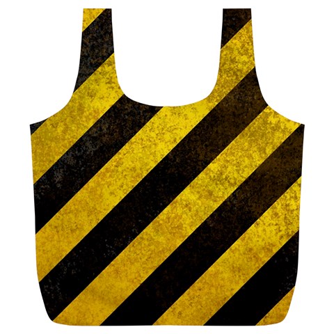 Black And Yellow Caution Full Print Recycle Bag (XL) from ArtsNow.com Back