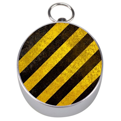 Black And Yellow Caution Silver Compass from ArtsNow.com Front