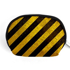 Black And Yellow Caution Accessory Pouch (Medium) from ArtsNow.com Front