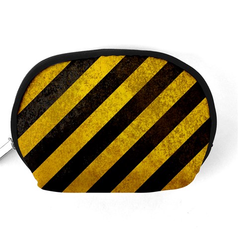 Black And Yellow Caution Accessory Pouch (Medium) from ArtsNow.com Back