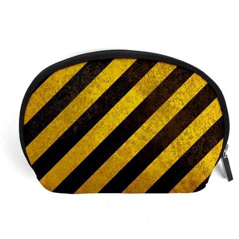 Black And Yellow Caution Accessory Pouch (Large) from ArtsNow.com Front