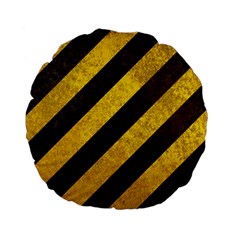 Black And Yellow Caution Standard 15  Premium Flano Round Cushion  from ArtsNow.com Front