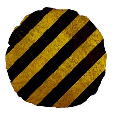 Black And Yellow Caution Large 18  Premium Flano Round Cushion  from ArtsNow.com Front