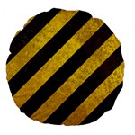 Black And Yellow Caution Large 18  Premium Flano Round Cushion 