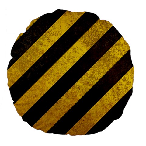 Black And Yellow Caution Large 18  Premium Flano Round Cushion  from ArtsNow.com Back