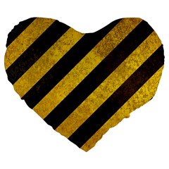 Black And Yellow Caution Large 19  Premium Flano Heart Shape Cushion from ArtsNow.com Front