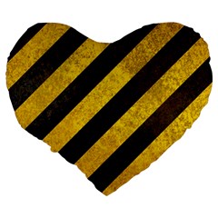 Black And Yellow Caution Large 19  Premium Flano Heart Shape Cushion from ArtsNow.com Back