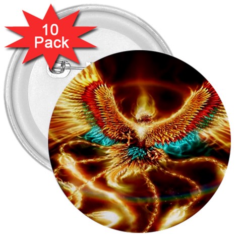 Fire Eagle Art 3  Button (10 pack) from ArtsNow.com Front