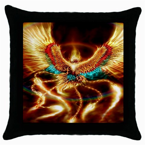 Fire Eagle Art Throw Pillow Case (Black) from ArtsNow.com Front