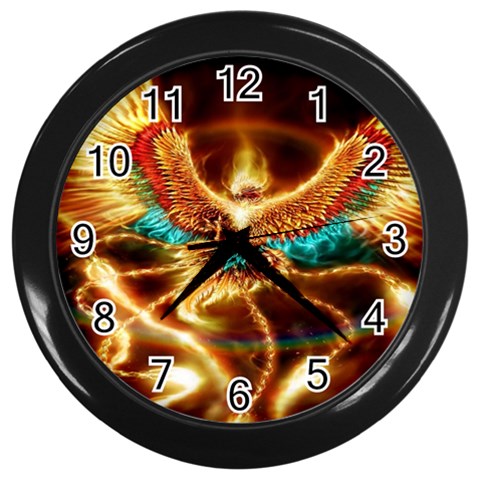 Fire Eagle Art Wall Clock (Black) from ArtsNow.com Front