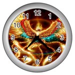 Fire Eagle Art Wall Clock (Silver)