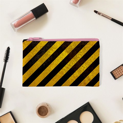 Black And Yellow Caution Cosmetic Bag (XS) from ArtsNow.com Front