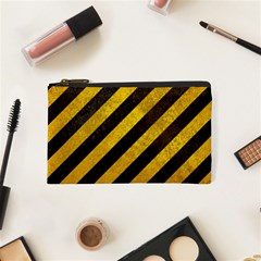 Black And Yellow Caution Cosmetic Bag (XS) from ArtsNow.com Front