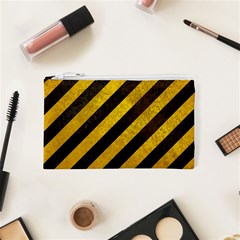 Black And Yellow Caution Cosmetic Bag (XS) from ArtsNow.com Front