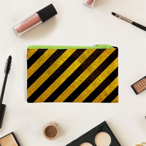 Black And Yellow Caution Cosmetic Bag (XS) from ArtsNow.com Back