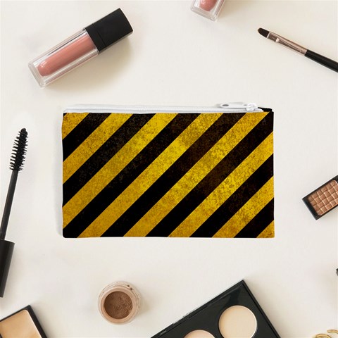 Black And Yellow Caution Cosmetic Bag (XS) from ArtsNow.com Back