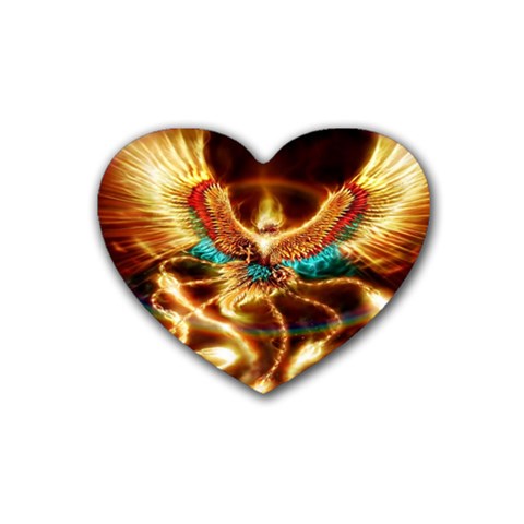 Fire Eagle Art Rubber Heart Coaster (4 pack) from ArtsNow.com Front