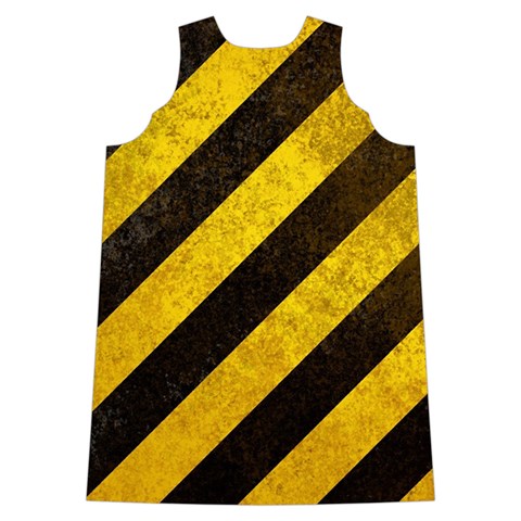 Black And Yellow Caution Shoulder Cutout Velvet One Piece from ArtsNow.com Back