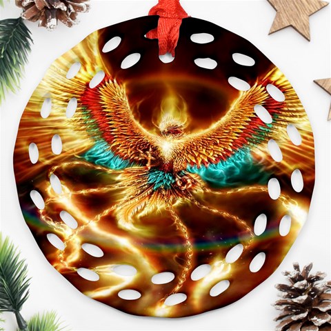 Fire Eagle Art Round Filigree Ornament (Two Sides) from ArtsNow.com Front