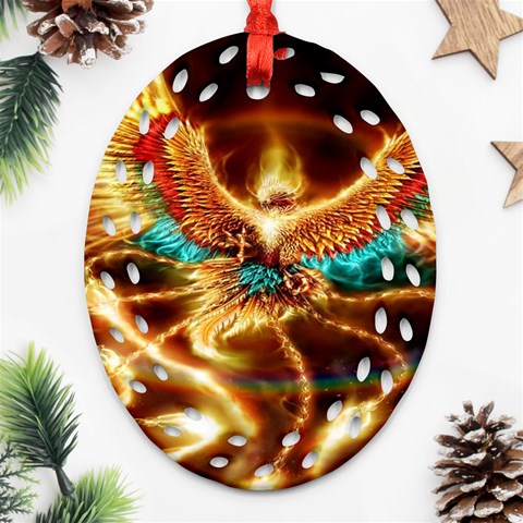 Fire Eagle Art Oval Filigree Ornament (Two Sides) from ArtsNow.com Front